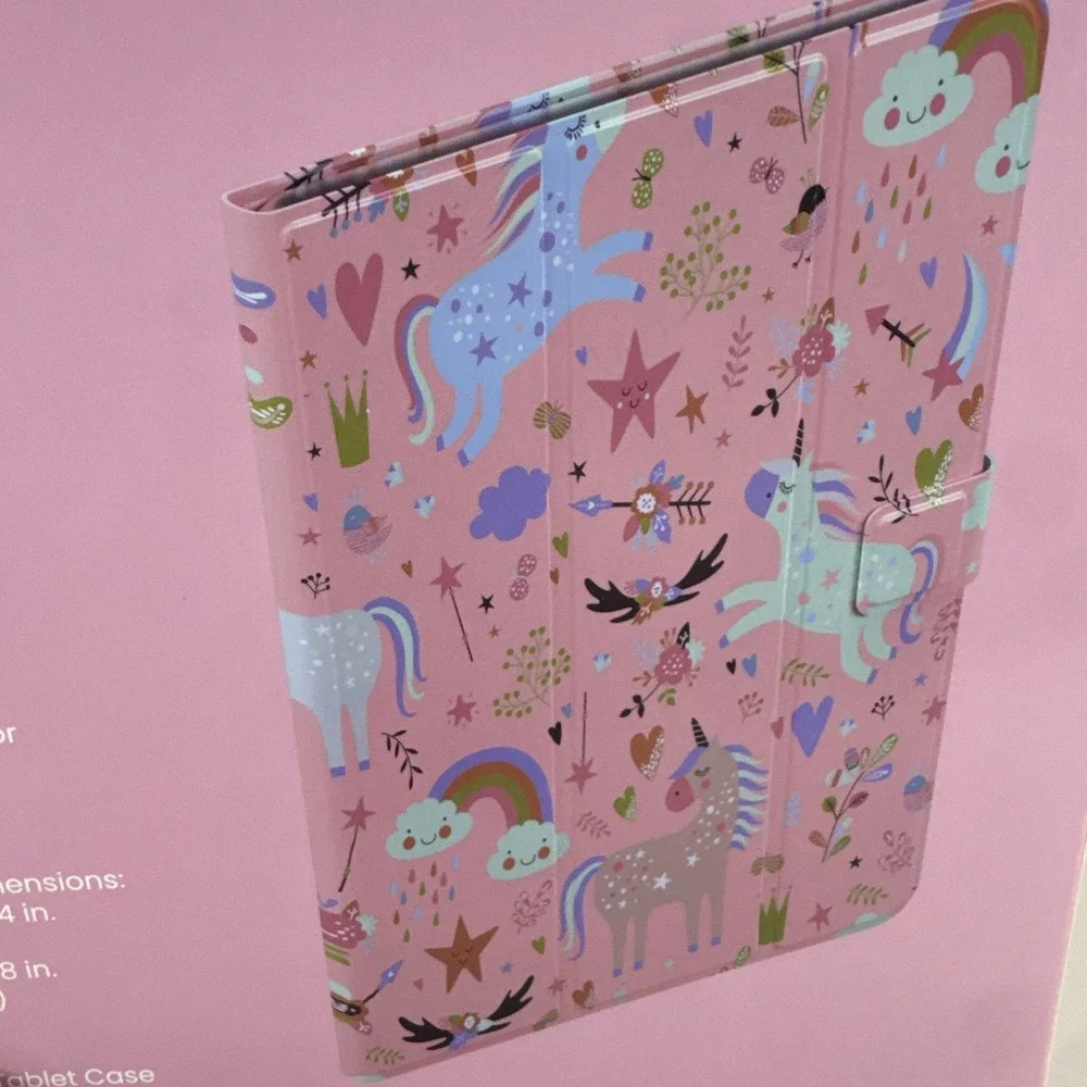 Kids Universal‎ Tablet Case Unicorn Rainbow Pink Fits 7–11